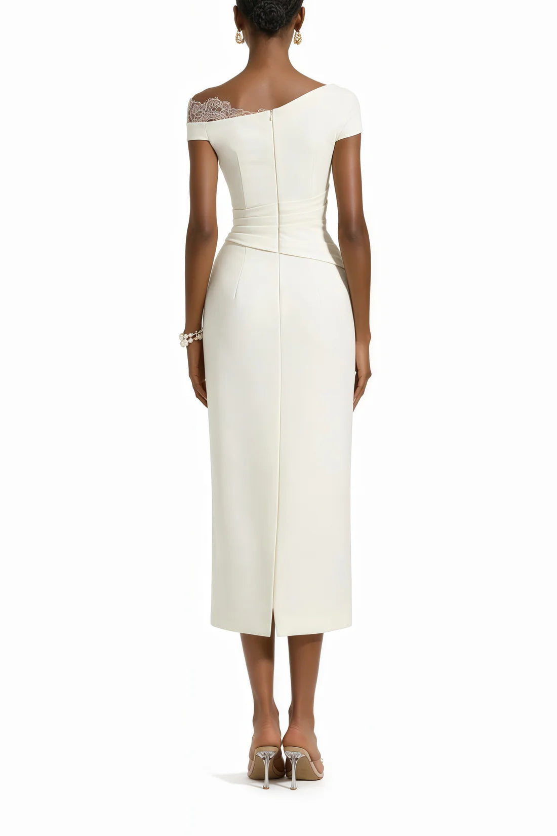 Vestido Roshanak One Shoulder with Lace Panels