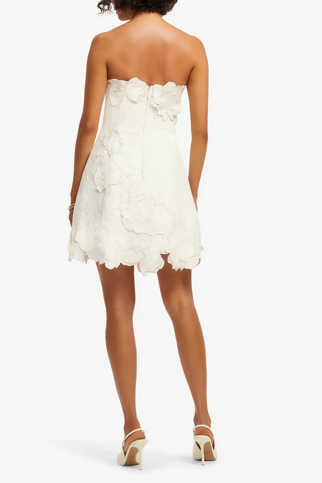 Vestido Inga Strapless Floral Embroided Mini