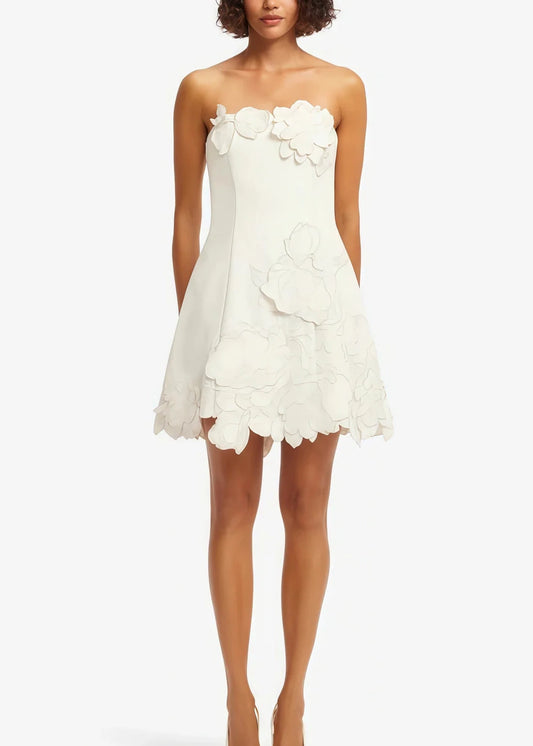 Vestido Inga Strapless Floral Embroided Mini