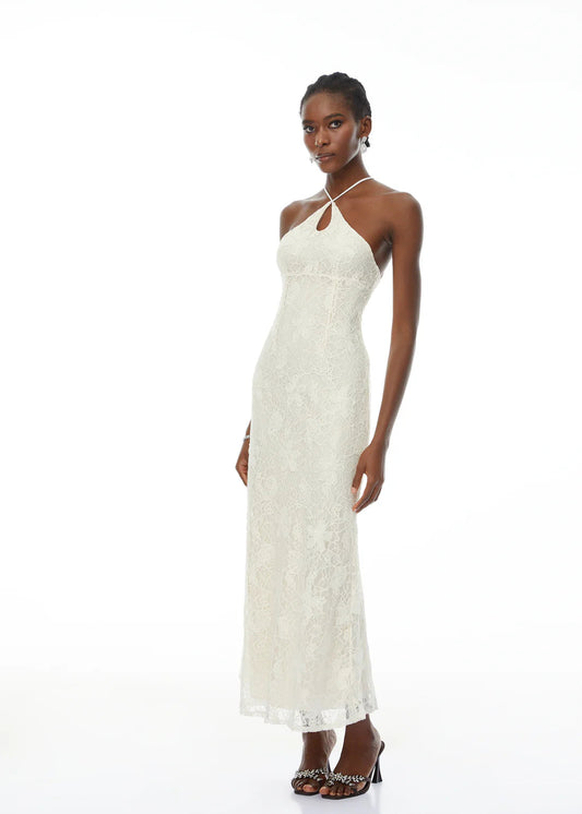 Vestido Milania Halterneck Floral Lace Maxi