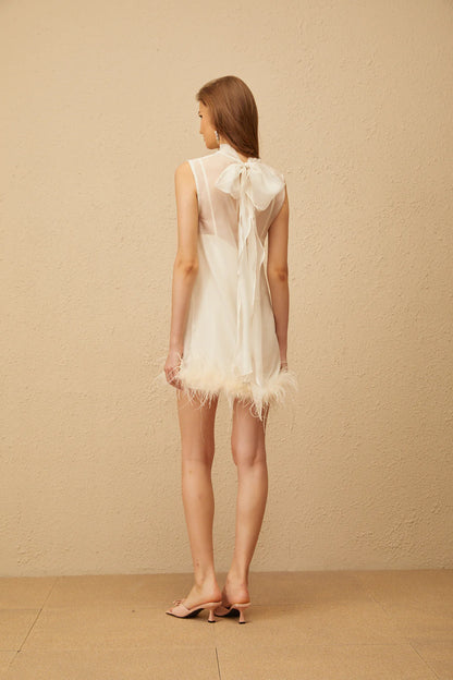 Vestido Adrienne Feather Trim Mini