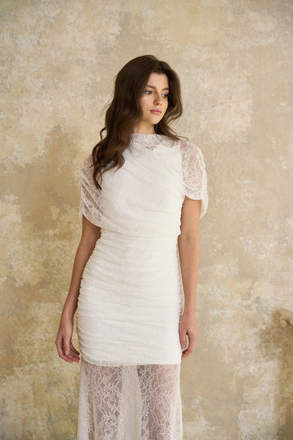 Vestido Sylphe Asymmetrical Ruched Mesh