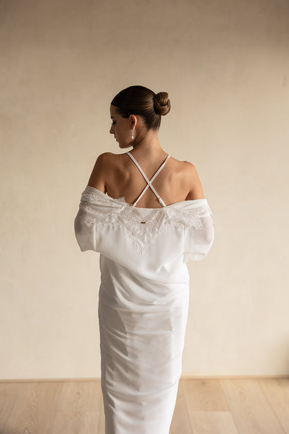 Bata Larga Shiffon con Encaje