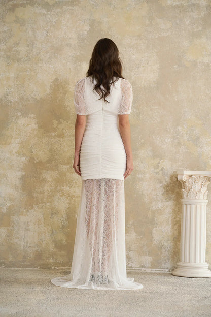 Vestido Sylphe Asymmetrical Ruched Mesh