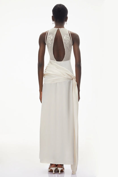 Vestido Emilia Ivory Satin Maxi